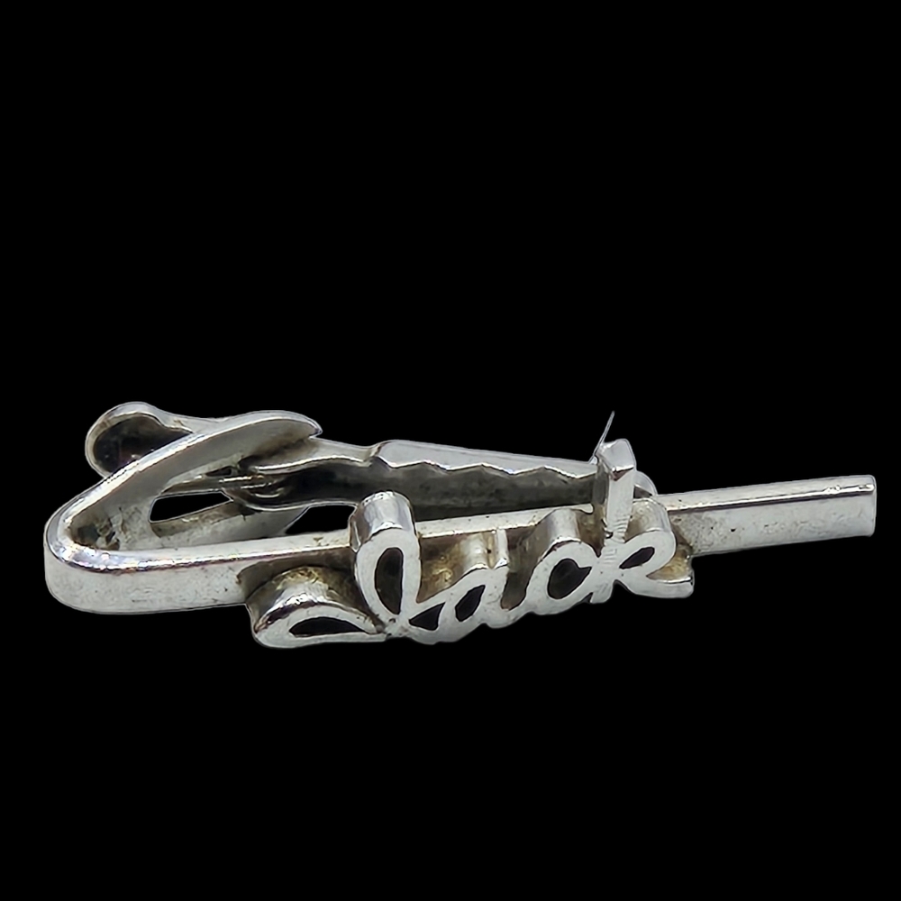 JACK Name Tieclip Cursive Spellout Silvertone Vintage